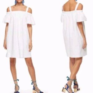 Kate Spade Broome Street Cold Shoulder Off White Dress Comfy Cotton Lined Size M